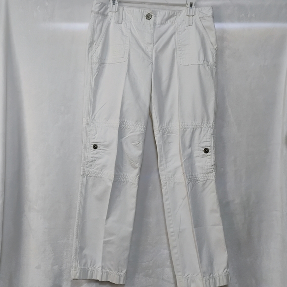 Ann Taylor Pants - Ann Taylor Petite White Cargo Pants Womens 8 P Lindsay Straight Leg Casual P